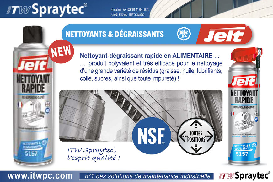 ITW Spraytec élargit encore son offre de “Nettoyants & Dégraissants” pour la maintenance dans les secteurs de l’alimentaire